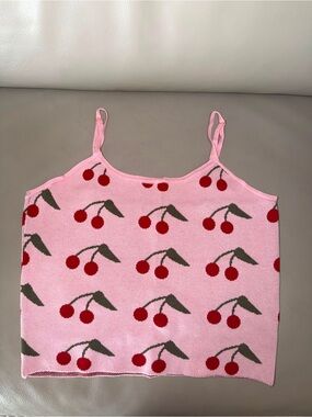 Say What? Pink Cherry Print Knit Cami
